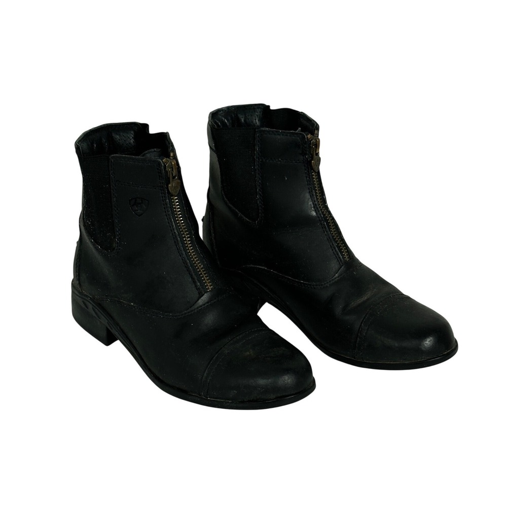 Ariat Black Leather Scout Zip Paddock Ankle Boots Youth Size‎ 4 Style 10015198